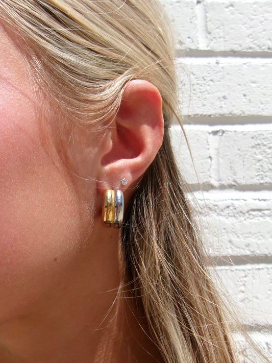 2 TONE mini hoops